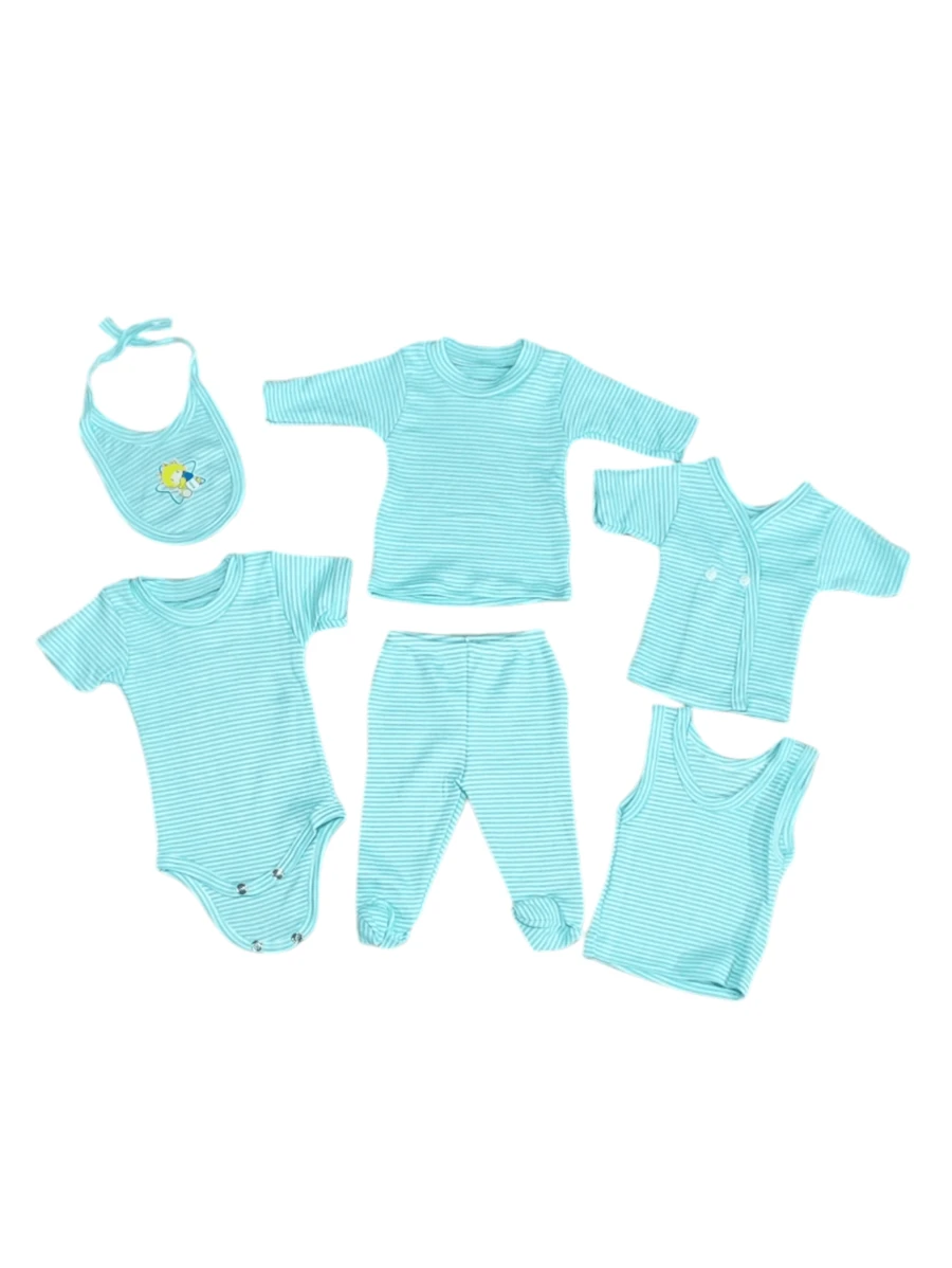 Set de 6 Piezas Para Bebé Recién Nacido, Ideal Para Regalo, Cómodo Y Completo - Verde - Ver 1