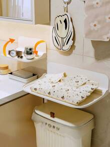 1pc Foldable Wall-Mounted Storage Rack, No Drilling Required, Suitable For Bathroom, Bedroom, Bedside, Phone Holder, WiFi Router Holder, Can Be Used As Phone Stand, Bathroom Toilet Rack, Room Decor Rack Bathroom Accessories - White - View 6
