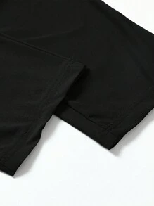 男士弹力运动裤，带拉链口袋 - 速干弹力慢跑裤，适合健身和运动，修身剪裁，抽绳腰带，防水拉链口袋，透气尼龙面料，黑色，适合户外健身和春季休闲穿着 - 黑色 - 查看 7