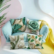 4 件现代树叶图案双面枕套 - 彩色 - 查看 9