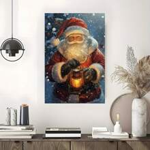 Christmas Poster Santa Claus Wall Art Decoration, Canvas Printing Vintage Poster, Suitable For Room Aesthetics, Bedroom, Bathroom, Living Room, Bar, Office, Dormitory Decoration, IDEAL GIFT-1 Pc Wooden Framed Canvas Painting Thickness Cm/0.9inch High Quality Wall Art Prints Poster Direct Hanging Wall Picture Decor For Home Gifts, Christmas Gift, Living Room, Bath Room, Bedroom, Kitchen