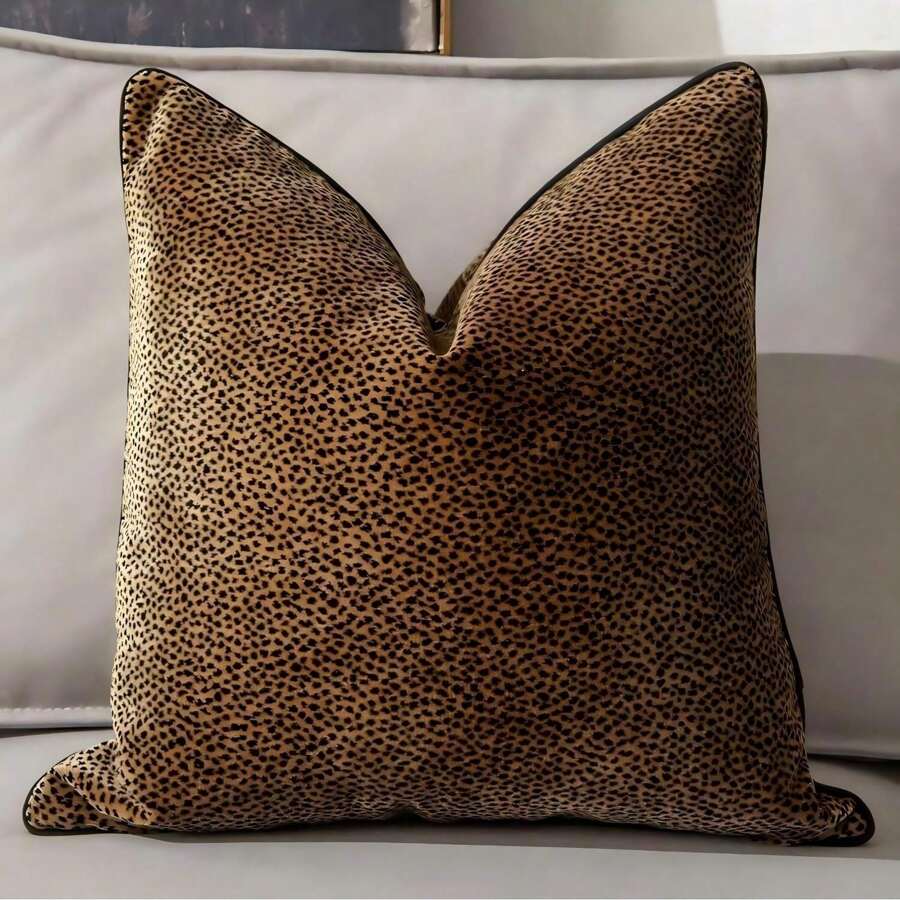 1pc Polyester Luxurious Royal Palace Contemporary Throw Pillow Cover, Abstract Texture Leopard, Tiger, Zebra Print, Single-Sided High-Precision Jacquard Velvet Fabric With Zipper, Suitable For Living Room, Sofa, Car, Home Decor, Bedroom, Party (No Pillow Insert)