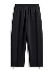 3pcs Plus Size Straight Leg Pants, Loose Drawstring Waist Solid Color Casual Sweatpants - Multicolor - View 8