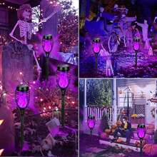 6/11/12/18/23/24 Pack Solar Flame Lamp,Each 12 LEDs Torch Lights Outdoor Flickering Flame, Garden Lights Solar Powered Waterproof, Outdoor Solar Lights For Yard, Solar Tiki Torches For Outside Patio Decorations(Purple) - 18 Pack - View 5