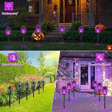 6/11/12/18/23/24 Pack Solar Flame Lamp,Each 12 LEDs Torch Lights Outdoor Flickering Flame, Garden Lights Solar Powered Waterproof, Outdoor Solar Lights For Yard, Solar Tiki Torches For Outside Patio Decorations(Purple) - 18 Pack - View 2