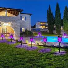 6/11/12/18/23/24 Pack Solar Flame Lamp,Each 12 LEDs Torch Lights Outdoor Flickering Flame, Garden Lights Solar Powered Waterproof, Outdoor Solar Lights For Yard, Solar Tiki Torches For Outside Patio Decorations(Purple) - 18 Pack - View 7
