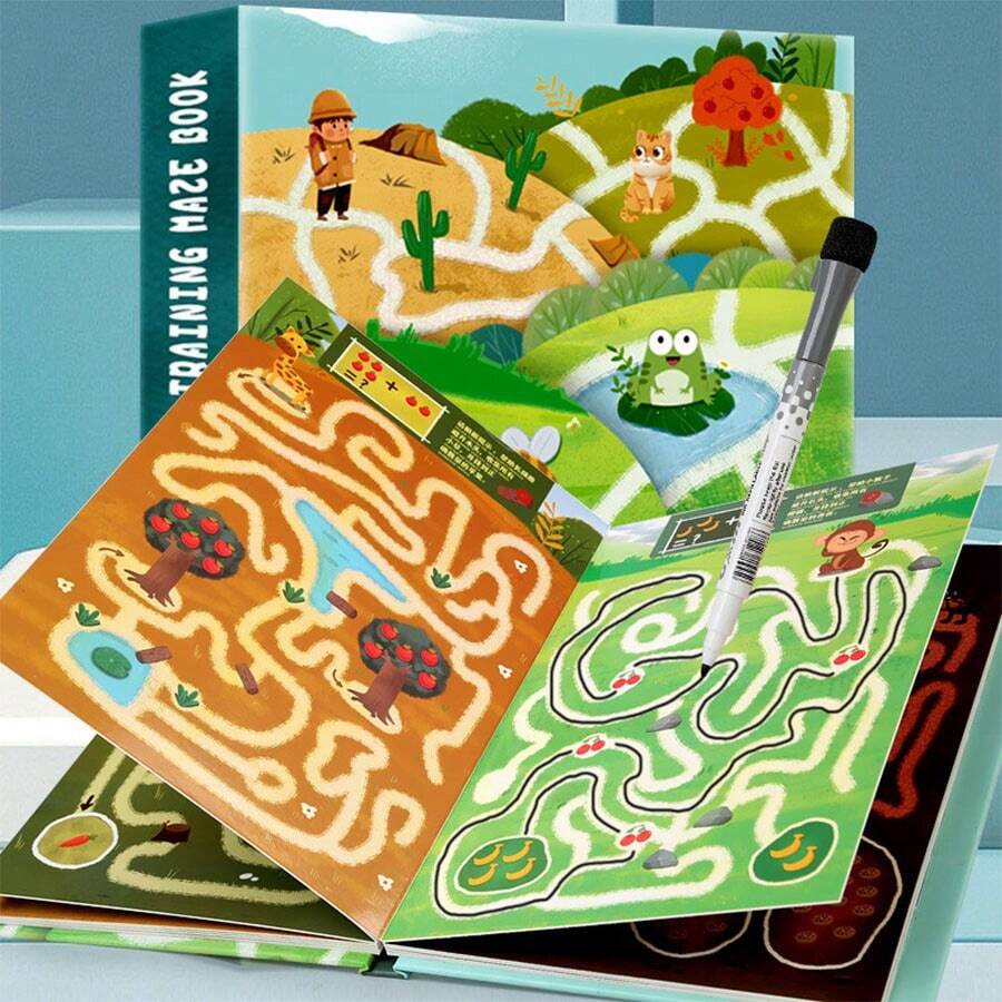 Erasable Mind Control Pen Maze Book Training Card Interactive Challenge ...