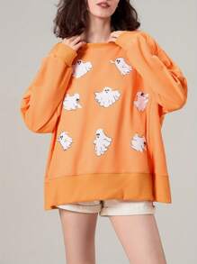 Halloween Ghost Jumper - Orange - View 4