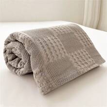 1pc Soft & Comfortable Waffle Gauze Blanket - 100% , Skin-Friendly, Solid Color, Suitable For Bed, Sofa, Pillow - Perfect For Relaxing And Cuddling