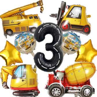 Globos con diseño de camiones de construcción - Suministros para fiesta de cumpleaños con temática de construcción - Decoraciones de fiesta con camiones de construcción para fiesta de cumpleaños con temática de construcción - Detalles de fiesta con temática de tractor de construcción