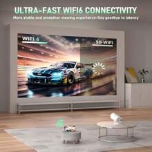 Mini Projector Full HD 1080P Portable Projector With Android WiFi 6 Bluetooth Auto Vertical Correction 180°Rotatable Outdoor Movie Projector For Phone - A--16000LElectricFocus+Android系統 - 查看 5