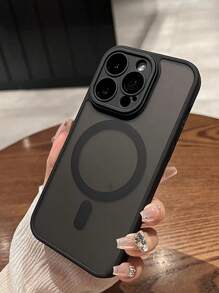 1 Piece Matte Magnetic Skin Touch Phone Case With Lens Film Protection Compatible With IPhone 15pro Max/14/13/12/11 - Black - View 6