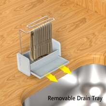 Soporte para esponjas con bandeja de goteo, compartimento para el fregadero de la cocina, cepillo para esponjas, jabonera, soporte para paños de cocina