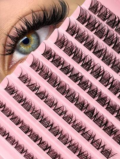 Asiteo 100片D型卷翘假睫毛 - 居家轻松一次性使用，妆效自然，持久耐用，可重复使用，适合日常妆容