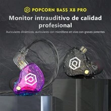 Audífonos Intraurales Popcorn Bass X8 Pro In-ear Gamer Con Micrófono - Blanco - Ver 2