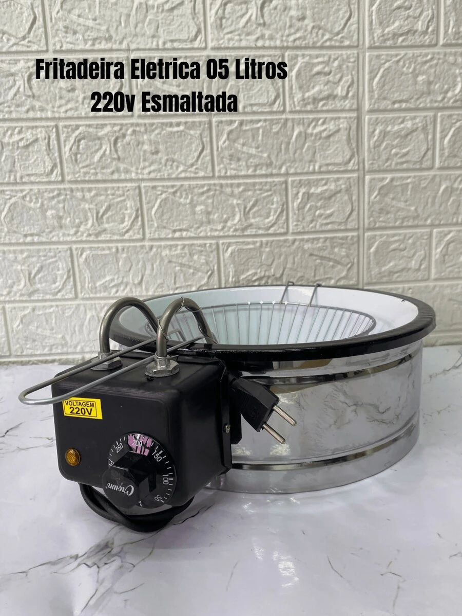 Fritadeira Eletrica Oléo Tacho Esmaltada 220v 05 Litros Industrial Cozinha Restaurante Tachão Esmaltado - Entrada do Brasil (220V) - Visão 1