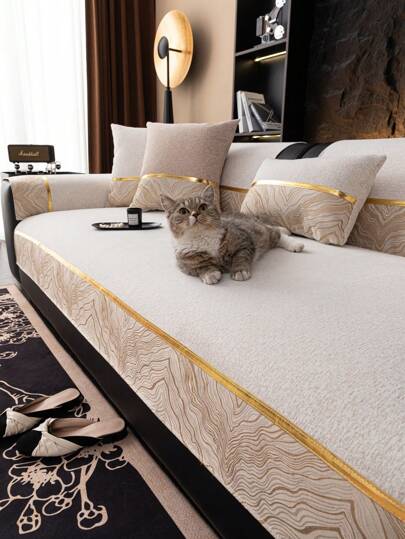 1pc European Style Sofa Cover, Luxurious & Minimalist Design, Anti-Slip, Anti-Dust, Anti-Scratch, Decor For Bedroom, Living Room, Office And Study, Suitable For All Seasons