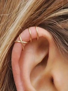 2pcs/Set Simple & Double Layer Clip-On Earrings, Couple Earring Accessories, Unisex Christmas, New Year, Valentine's Day Holiday Gift