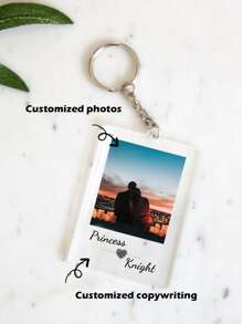 1pc Custom Photo Keychain | Personalized Photo Keychain | Anniversary Gift | Gift For Him | Gift For Her | Christmas Gifts - Black - View 8
