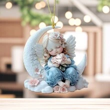 1PC 2D Cute Moon Angel Acrylic Pendant, Multi-Function Pendant Holiday Decorations, Car Interior Rearview Mirror Decoration Pendant Backpack, Keychain, Home Decoration And Other Multi-Scene Atmosphere Pendant, Perfect Gift Choice.
