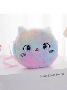 儿童毛绒猫斜挎包零钱包小学生节日礼物卡通包 - 彩色 - 查看 12