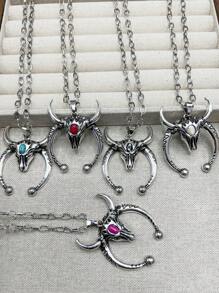1pc Fashion Retro Western Style Metal Chain/Turquoise Pendant Necklace, Suitable For Women, Girls, Men, Boys To Match Daily Outfit, Party Accessories, Jewelry, Gift For Family/Friends/Yourself