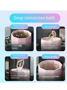 Bathtub Adult Bathtub Free Installation Quick Folding Portable Home PVC Swimming Enhanced Bathtub, No Inflatable - Ideal For Post-Workout Recovery, Cold Bubbles, Hot Relaxation, And Also Suitable For Home And Pool Use, Garden, Lawn And Pool Accessories Back To School
