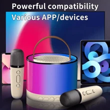 NetHong Mini Karaoke Machine Portable Karaoke Speaker With 2 Wireless Microphones LED UK - Multicolor - View 3