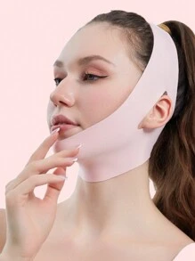 1pc Women V-Shaped Face Bandage, Breathable & Skin-Friendly, Soothes Facial Muscles, Yoga Assistance Elastic Band, Sleep Anti-Snoring Jaw-Tightening Band