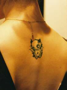 2 piezas de pegatinas de tatuaje temporal semipermanente con patrón de diablito de dibujos animados Y2K, decoración corporal para uso diario, fiesta y regalo festivo, 14 días sin decoloración ni reflejo, para brazo, muñeca, hombro, cuello y clavícula - Azul - Ver 4