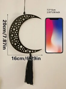 1pc Wooden Hollow Moon & Star Lantern - Hanging Decor, Wooden Ornament, Suitable For Room Decor, Home Decor, Kitchen Decor, Wedding Decor, Dining Table Centerpiece, Office Decor, Garden Decor, Outdoor Decor, Home Decoration, Wall Decor - Black - View 11