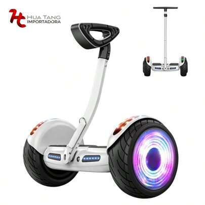 HuaTang Color Sorpresa Hoverboard Skate Patineta Eléctrica 10 pulgadas, Dos Llantas Scooter de Autobalance con Bocina Bluetooth para Escuchar Musica y luz LED en Las Llantas