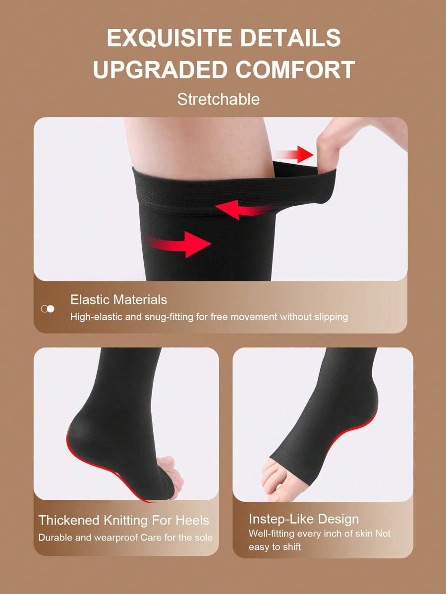 SANKOM Kompressionsstrümpfe - Aktiv, Atmungsaktiv, Schwarz, Plus III