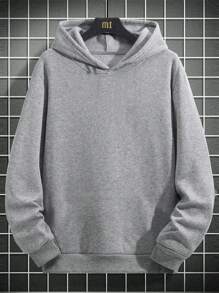 男士户外风景艺术品森林露营元素印花长袖休闲羊毛连帽衫，秋冬 - 灰色 - 查看 5