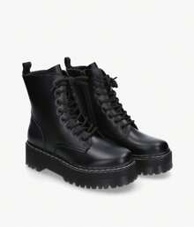 bota militar de color burdeo oscuro, para mujeres,botin militar,con plataforma alta para estudiante ,universidad,entrega estimada 1-3 dias laborable (Península) - Negro - Ver 2