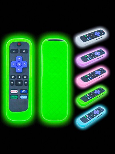 Silicone TV Remote Control Sleeve, Soft Glow-In-The-Dark Silicone Material, Dirt Resistant, Suitable For TCL Roku TCLrc280 Universal Remote With Lanyard Protector