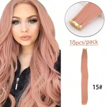 10Pcs&30Pcs Mini Tape In Hair Extensions 24 Inch Synthetic Straight Hair Colored Invisible Tape In Hair Extensions Highlighted, Suitable For Party And Holiday Occasions, Worldcup Color Hair Accessory - Multicolor - View 14