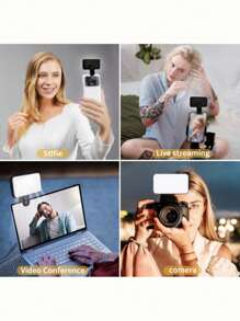 Luz de relleno LED para selfie, Luz de relleno LED para teléfono, Luz de relleno portátil de 3 modos de iluminación, Mini luz de relleno portátil con clip, Para maquillaje, transmisión en vivo, conferencia de Zoom, luz recargable con clip para video/fotos para teléfono y cámara