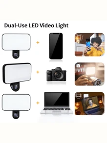 Luz de relleno LED para selfie, Luz de relleno LED para teléfono, Luz de relleno portátil de 3 modos de iluminación, Mini luz de relleno portátil con clip, Para maquillaje, transmisión en vivo, conferencia de Zoom, luz recargable con clip para video/fotos para teléfono y cámara
