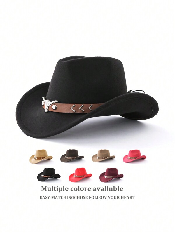 1pc Unisex Western Cowboy Hat, Panama Hat, Jazz Hat, Suitable For Cowboy Themed Events, Festivals, Birthdays, Cosplay, Outdoor Activities, Daily Use