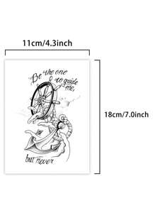 1Pc Anchor Temporary Tattoos Geometric European Style Waterproof Sweatproof Last For 1-2 Weeks Realistic Herbal Juice Non-Reflective Faux Black Fake Tattoos For Woman And Men Tattoo Stickers For Arm, Chest, Leg, Abdomen, Waist Modernist Body Art - Black - View 5