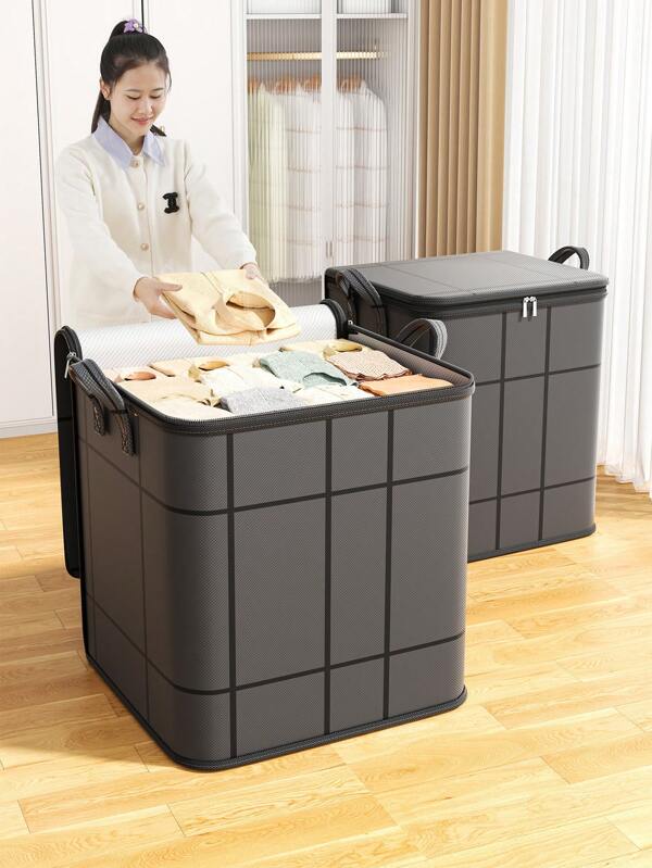 1PC Black Storage Bag, Large-Capacity Mobile Bag, Camping Picnic Bag, Wardrobe Storage Bag, Seasonal Clothing Storage Bag, Foldable Portable Storage Bag Suitable For Bedroom, Wardrobe, Under Bed, Living Room Back To School Supplies Bag For School School Accessories School Stuff