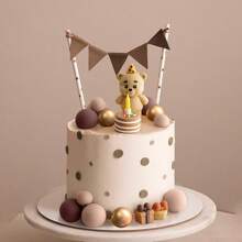 LaVenty 棕熊蛋糕装饰 熊性别揭晓蛋糕装饰 熊蛋糕装饰 性别揭晓生日蛋糕装饰 - 棕色 - 查看 5