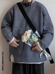 Suéter de malha folgada unissex, estilo streetwear europeu e asiático, ideal para primavera, outono e inverno.