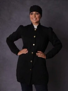 Button-Down Lab Coat - Elisa Model - Black - View 3