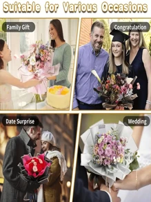 1 Set/10pcs Floral Packing Paper, Bouquet Wrapping Paper, Valentine's Gift Packing Paper, Jelly Membrane, Waterproof Matte Paper, Festival Party Decorative Packing Paper, Wedding, Mother's Day, Graduation Season Floral Packing Decorative Paper - Multicolor - View 6