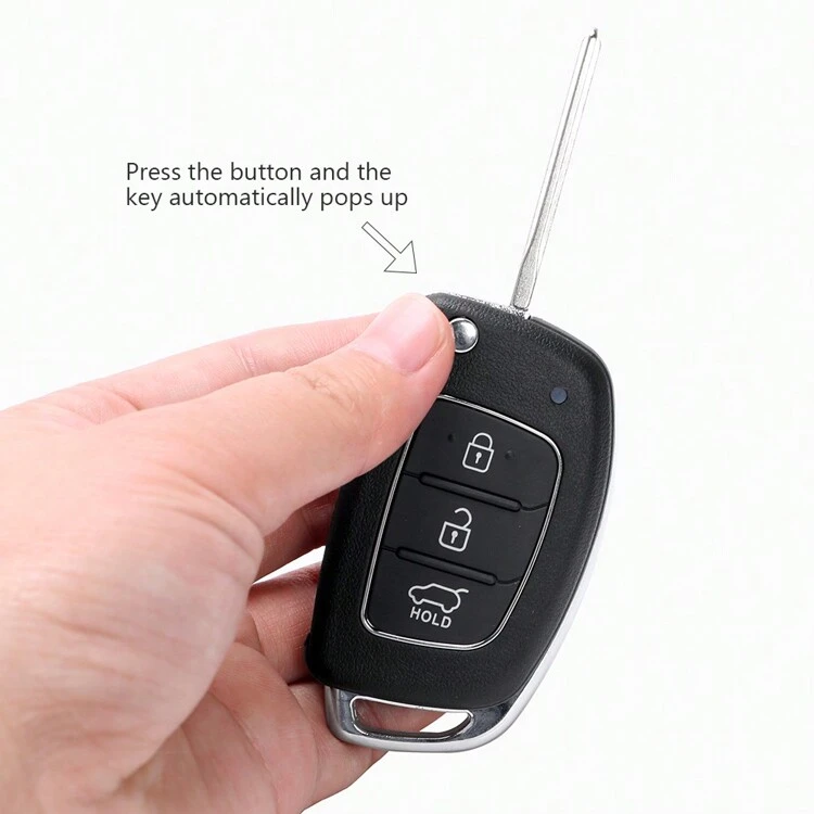 1PC Car Key Remote Key Case Fob Shell Replacement 3 Buttons For Mistra Solaris Ix35 Ix45 Verna Santa Cover Case - Black - View 4