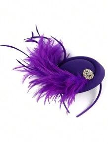 1pc Fascinator Hat For Women Tea Party Kentucky Derby Fascinator Artificial Feathers Hat Pillbox Hat - A - View 11