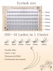 120pcs Personal Eyelash Extension Kit, 8-13mm Mixed C Curl Lash Clusters, DIY Lightweight Soft Thickness 0.07mm, Suitable For Natural Looking Lash Extension