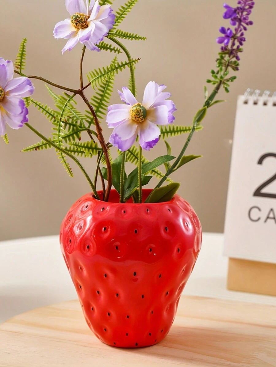 1 Stück Mini süße Erdbeere geformte Vase, handbemalte dekorative Harz Vase für Zuhause, Restaurant Tischdekoration und Hydrokultur Pflanzen, bestes Valentinstag Geschenk Heim Dekoration Raum Dekoration Blumenvase Glasvase